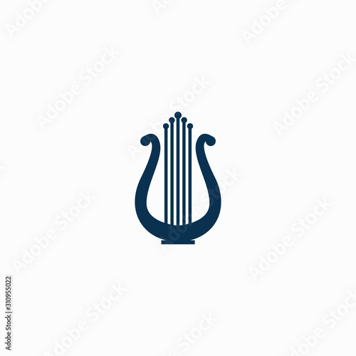 Harp Music Instrument Logo Design Inspiration Vector photo