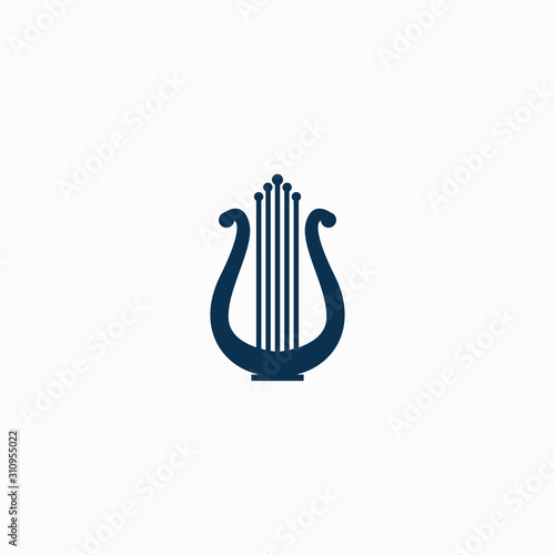 Harp Music Instrument Logo Design Inspiration Vector
