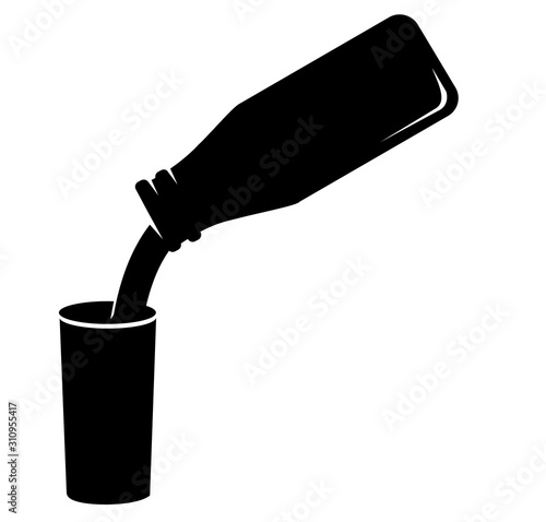 pouring milk into a glass vector icon