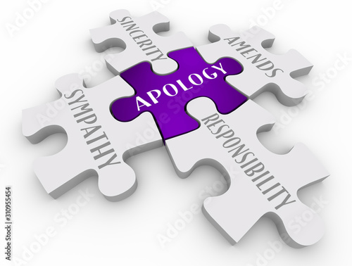 Apology Sorry Sympathy Amends Responsibility Puzzle Pieces 3d Illustration