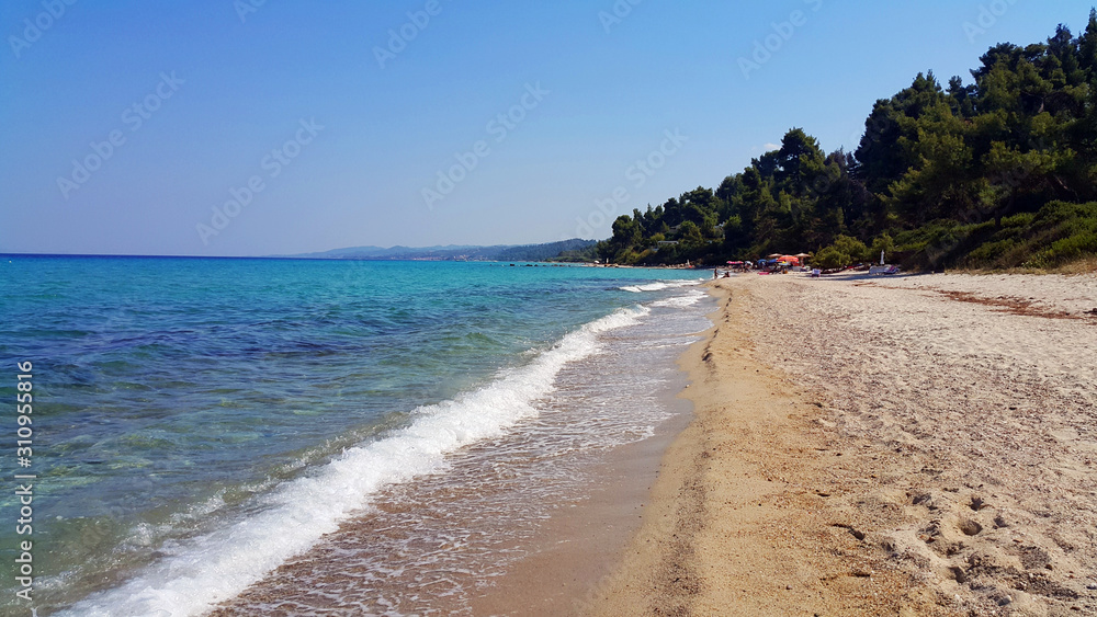 Chalkidiki Grecja plaża morze piasek - obrazy, fototapety, plakaty 