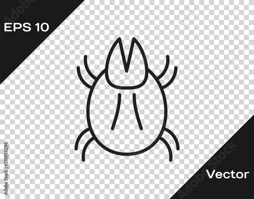 Black line Parasite mite icon isolated on transparent background. Vector Illustration