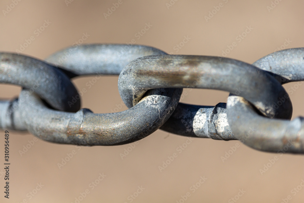 Close up of Steel Chain Links Close up of Steel Chain Links