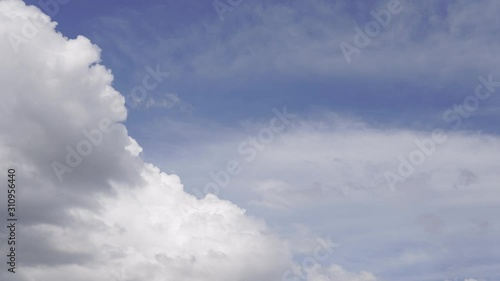 White clouds with blue sky in slow motion clip.
