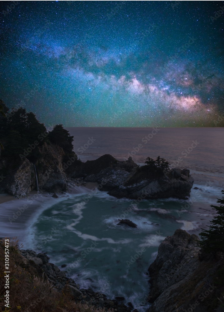 Milky way over the McWay falls, California Milky way over the McWay falls, California