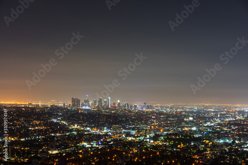 Amazing view of Los Angeles city at night