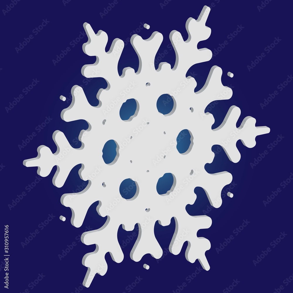 Fototapeta premium Christmas paper snowflake on blue background.