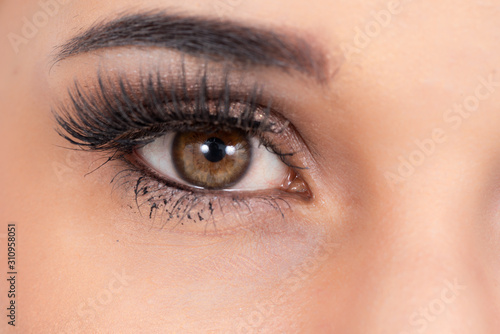 Brown woman eye close up