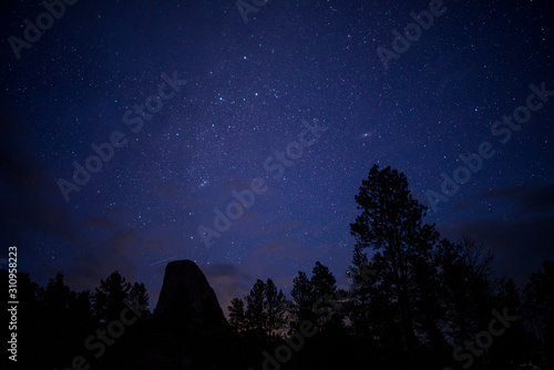 Starry Night in storm inm Devils Tower National Momument, Wyoming © spiritofamerica