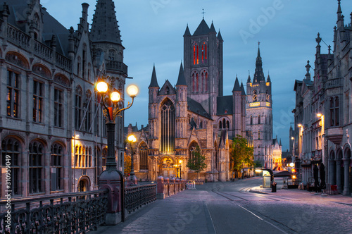 A view towards Saint Nicholas  church in Ghent city