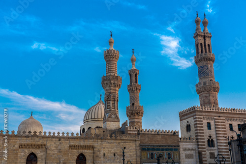 Moslem m,osque skyline with blue sky, Cairo,  Egypt photo