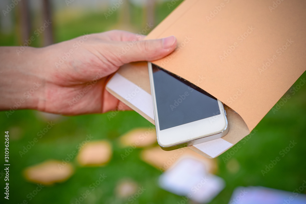 Close up of Smartphone in the envelope