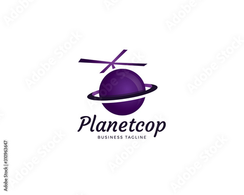 Planet copter logo design