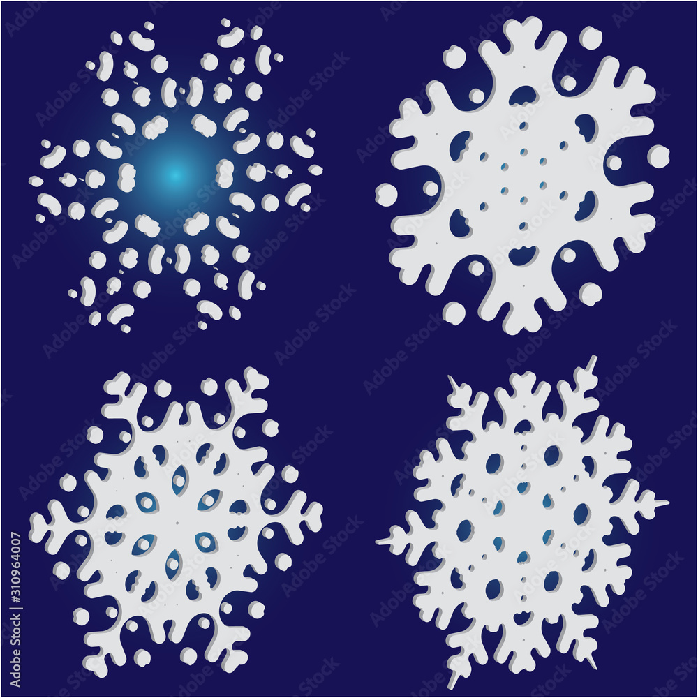 Set of christmas paper snowflakes on blue background. Set of christmas paper snowflakes on blue background.