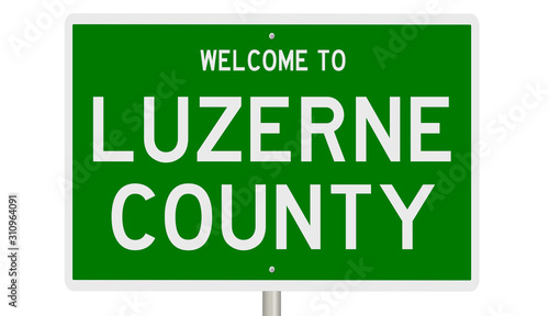 Rendering of a green 3d highway sign for Luzerne County photo