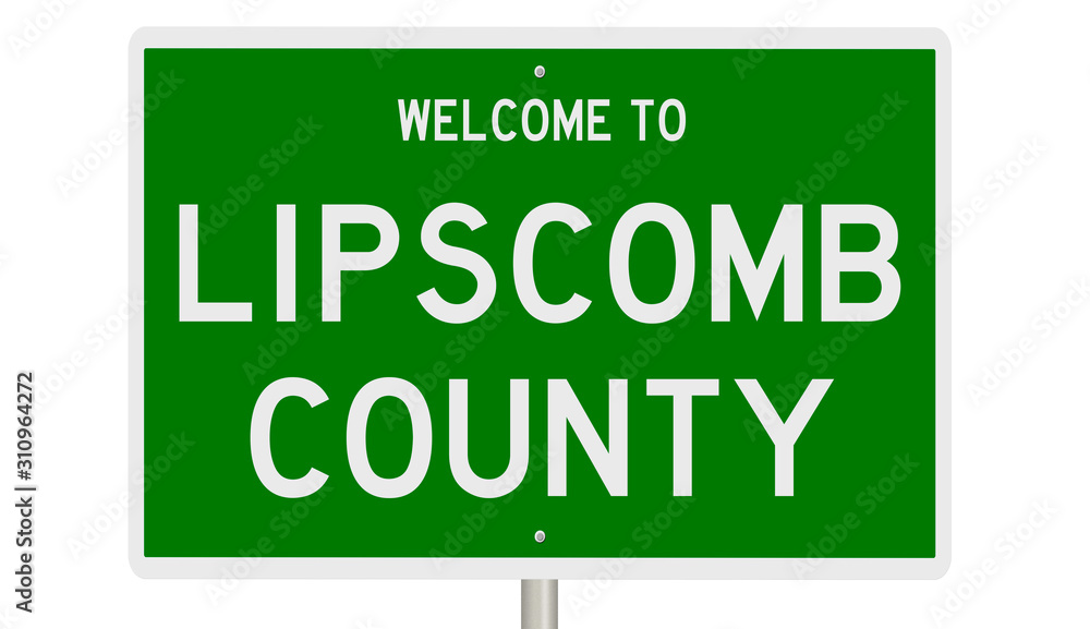Rendering of a green 3d highway sign for Lipscomb County