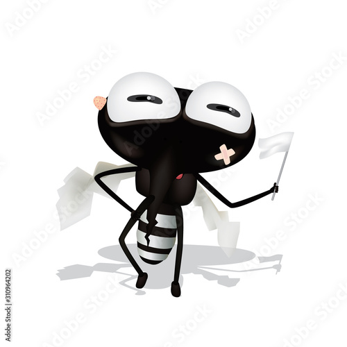 Mosquito repellent vector , stop mosquito sign. Vector illustration of the loser mosquito. Mosquito character.