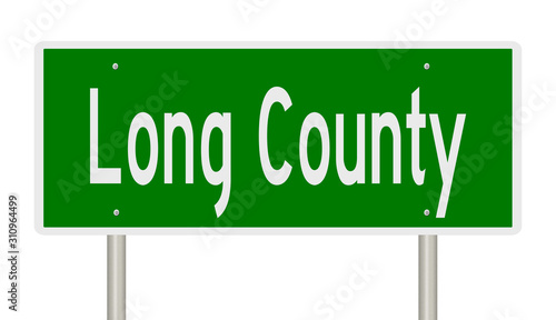 Rendering of a green 3d highway sign for Long County photo