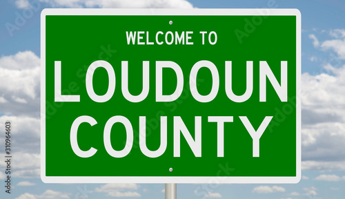 Rendering of a green 3d highway sign for Loudoun County photo