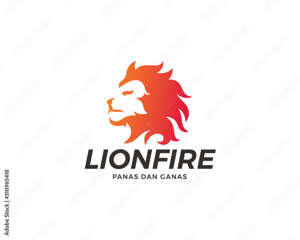Obraz premium Lion fire logo design