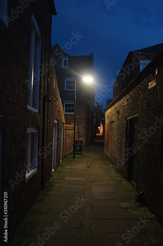 narrow street in the evening 