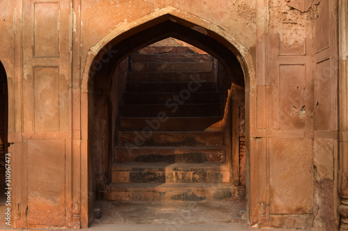 A step,ladder of entrance, main gate of main safdarjung tomb memorial at winter morning. photo