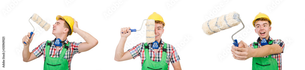 Funny painter isolated on white Funny painter isolated on white