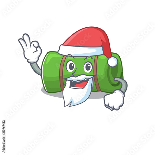 Santa camping mat Scroll cartoon character design with ok finger