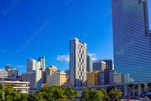 Downtown Miami cityscape view with condos and office buildings. © Solarisys