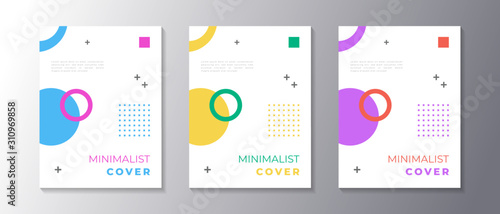 Minimalist design cover set with memphis geometric background, applicable for poster, flyer, banner, magazine