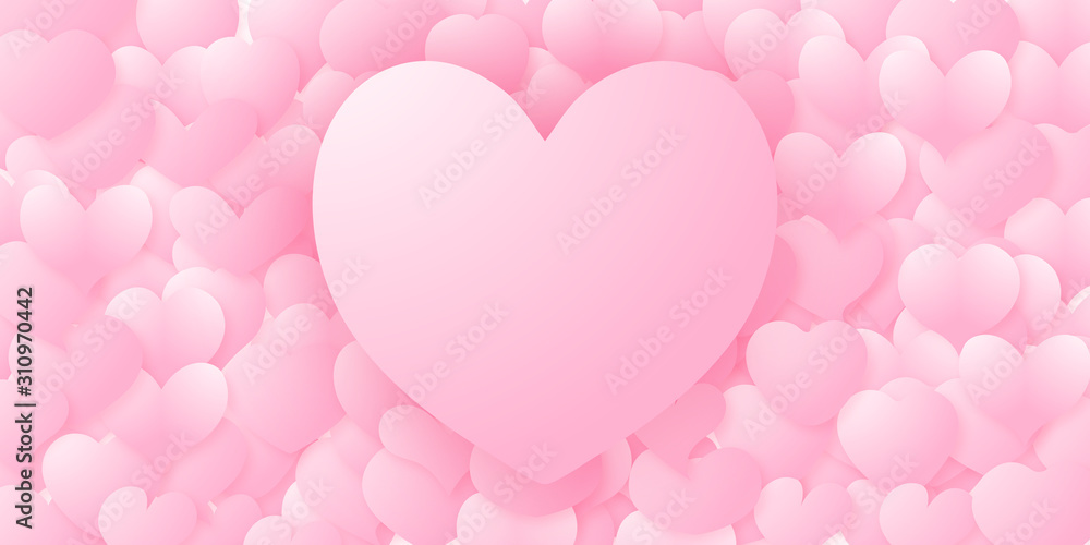 Valentine abstract background with full of pink love and heart shape.