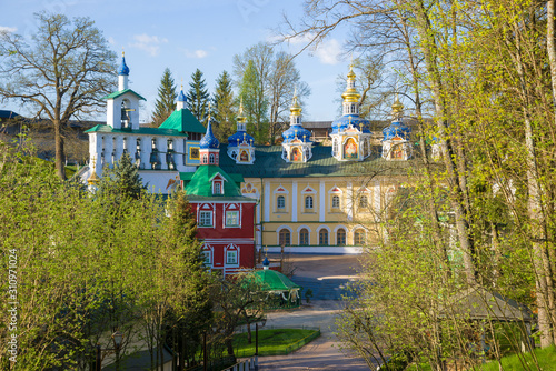May sunny day in the Holy Assumption Pskovo-Pechorsky Monastery. Pechory, Russia