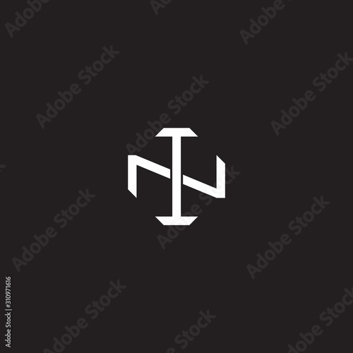 IN Initial letter overlapping interlock logo monogram line art style