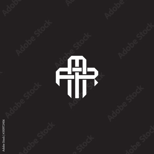 MR Initial letter overlapping interlock logo monogram line art style