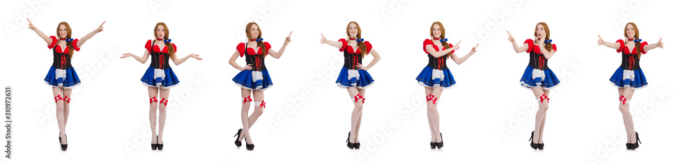 Woman waitress in octoberfest concept Woman waitress in octoberfest concept