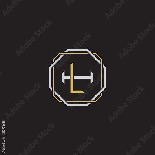 LH Initial letter overlapping interlock logo monogram line art style