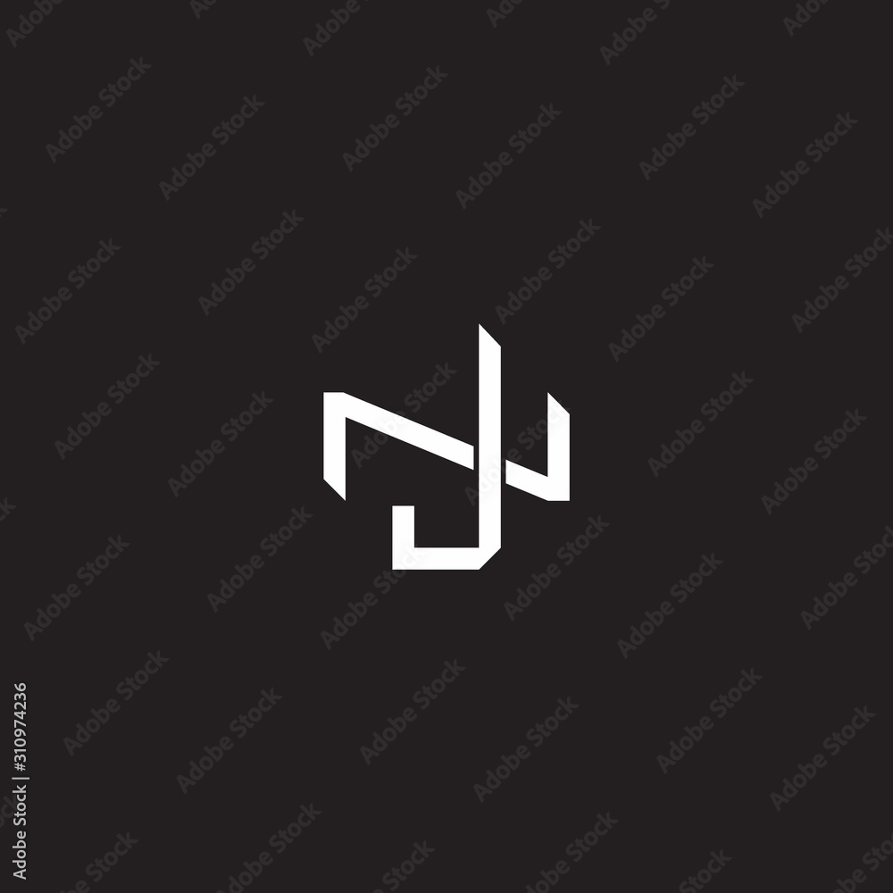 Obraz premium JN Initial letter overlapping interlock logo monogram line art style