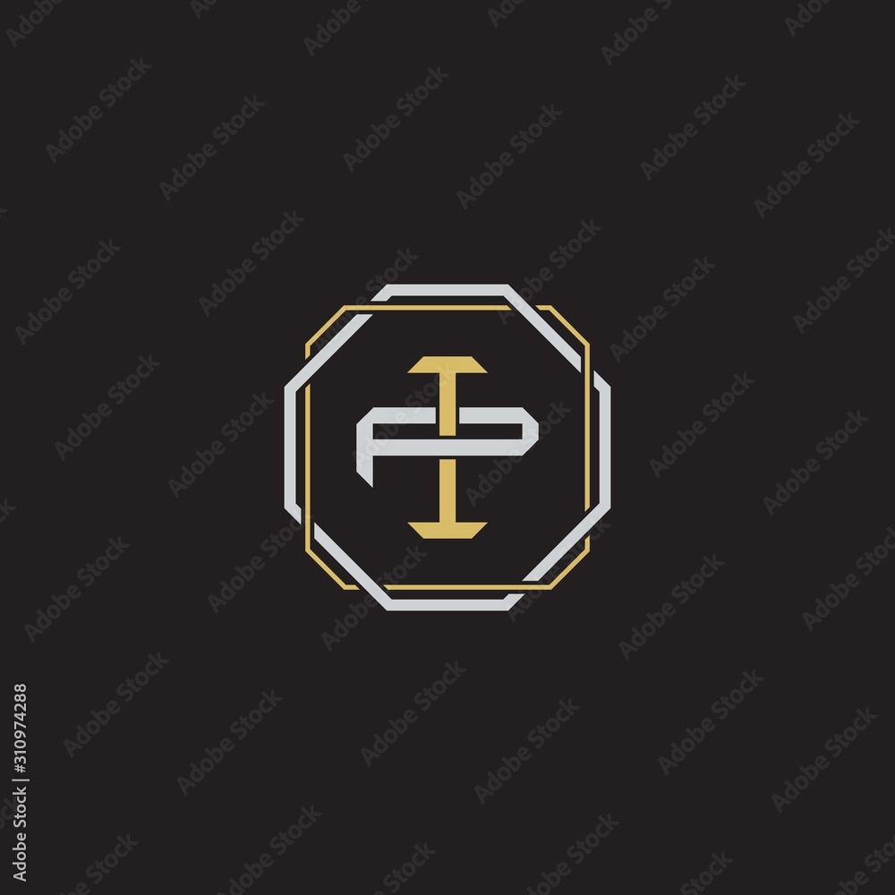 Fototapeta premium IP Initial letter overlapping interlock logo monogram line art style