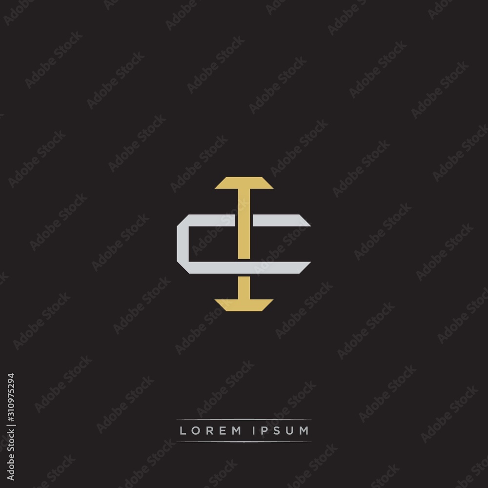 IC Initial letter overlapping interlock logo monogram line art style IC Initial letter overlapping interlock logo monogram line art style
