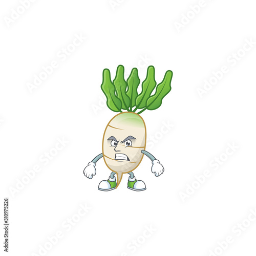 Picture of daikon cartoon character with angry face