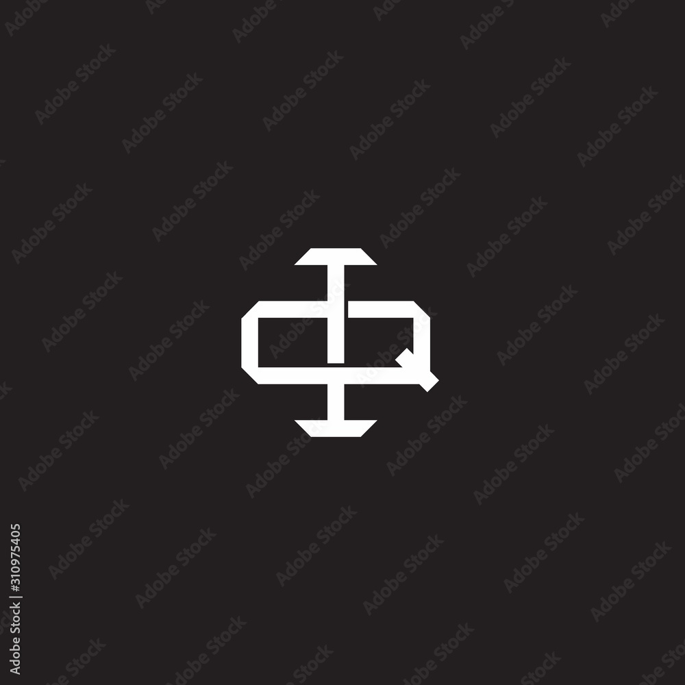 Fototapeta premium IQ Initial letter overlapping interlock logo monogram line art style