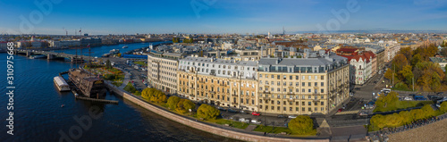 Arial drone panoramic view of St. Peterburg. Sankt Peterburg. Istoric center. Bridges Architecture of Rusia photo