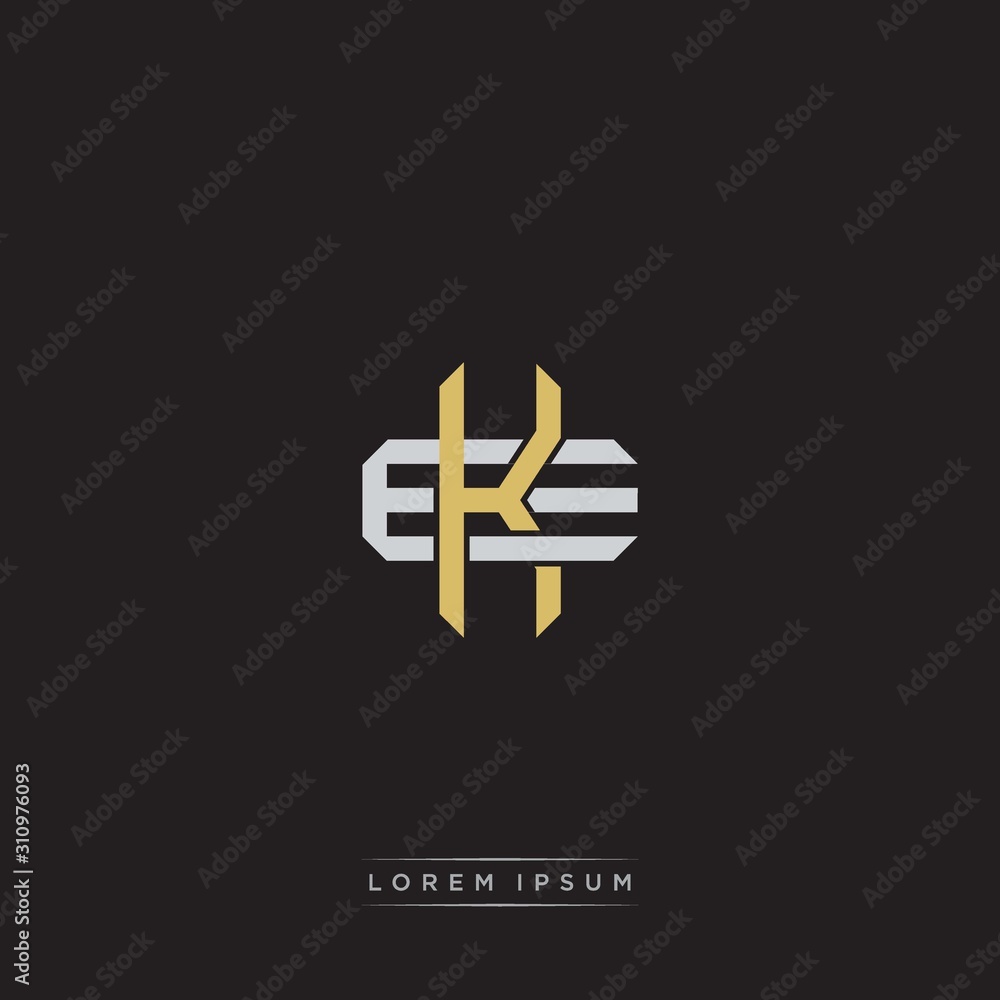 Fototapeta premium Initial letter overlapping interlock logo monogram line art style