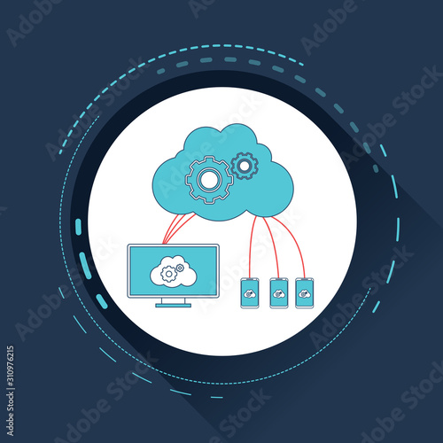 Business cloud computing. Modern vector illustration for web design.