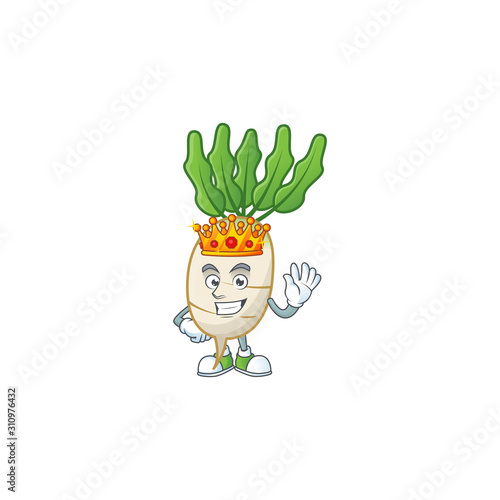 Cool King of daikon on cartoon character style
