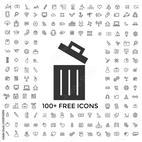 open trash can vector icon illustration for website and design use