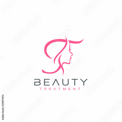 Letter T beauty Face Logo Design Vector Icon
