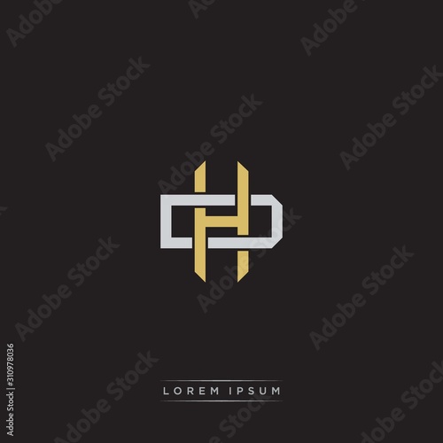 Initial letter overlapping interlock logo monogram line art style
