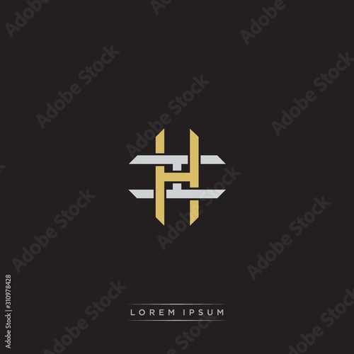 Initial letter overlapping interlock logo monogram line art style