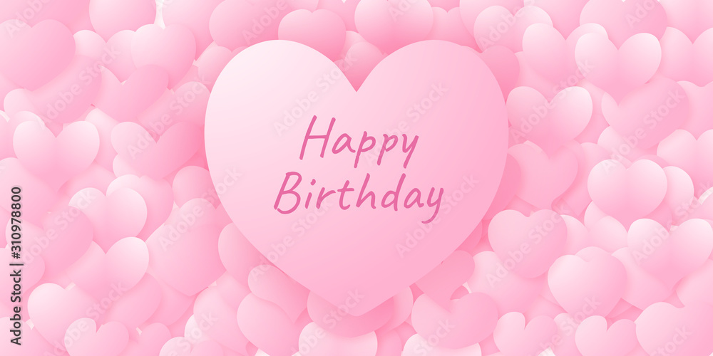 Pink happy birthday greeting card background wallpaper illustratation design.